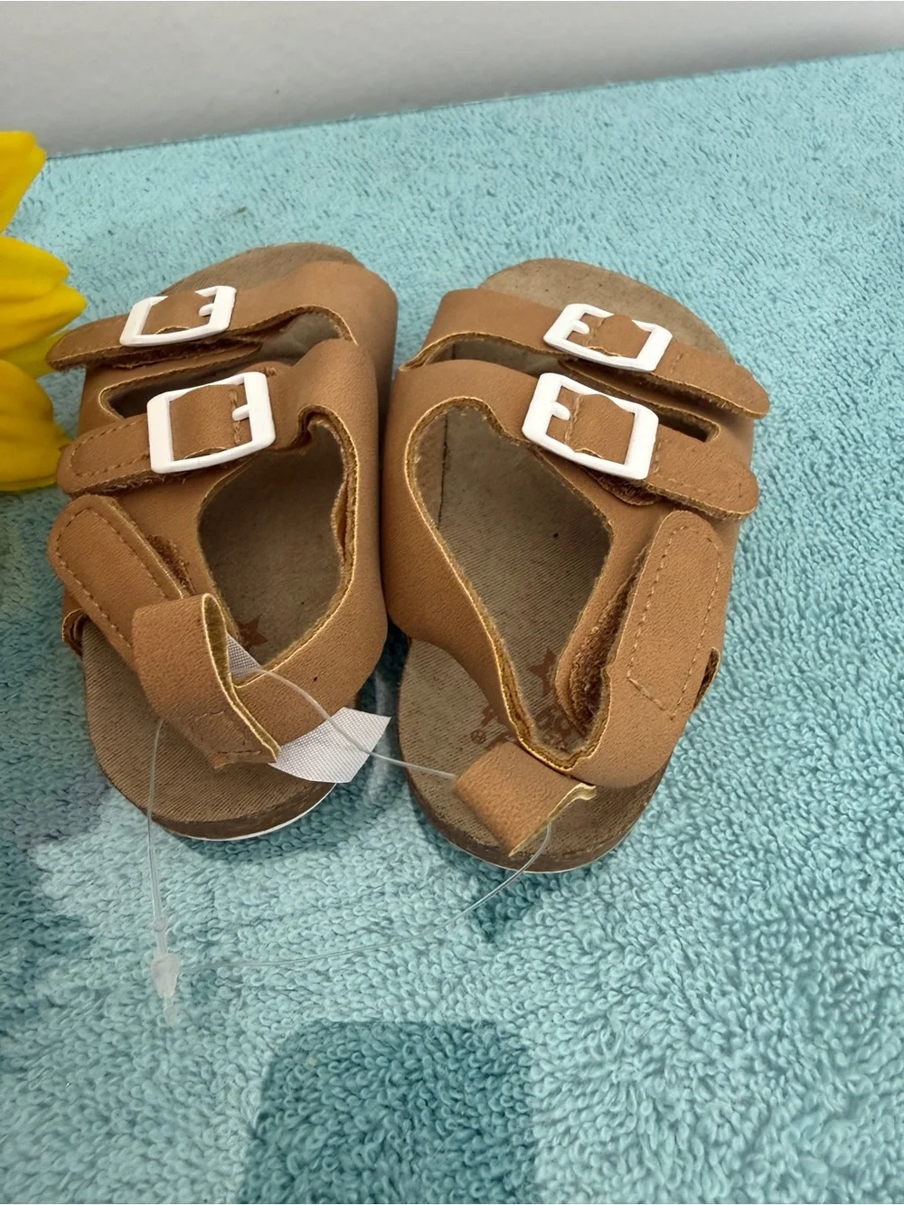 OshKosh B'gosh Tan Brown Sandals with White Buckles
